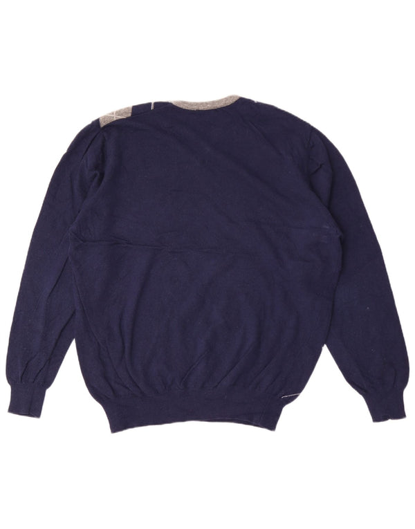 Brooksfield Herre V-hals sweater IT 56 XL Navy Blue Argyle/Diamond