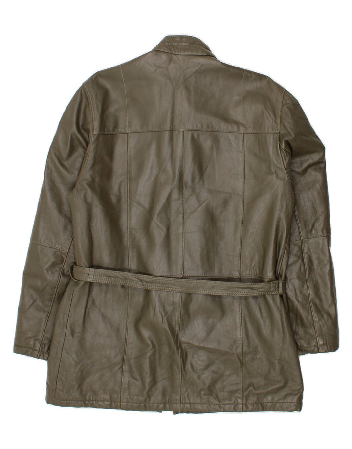 VINTAGE Womens Leather Coat UK 18 XL Green Vintage Vintage and Second-Hand Vintage from Messina Hembry 