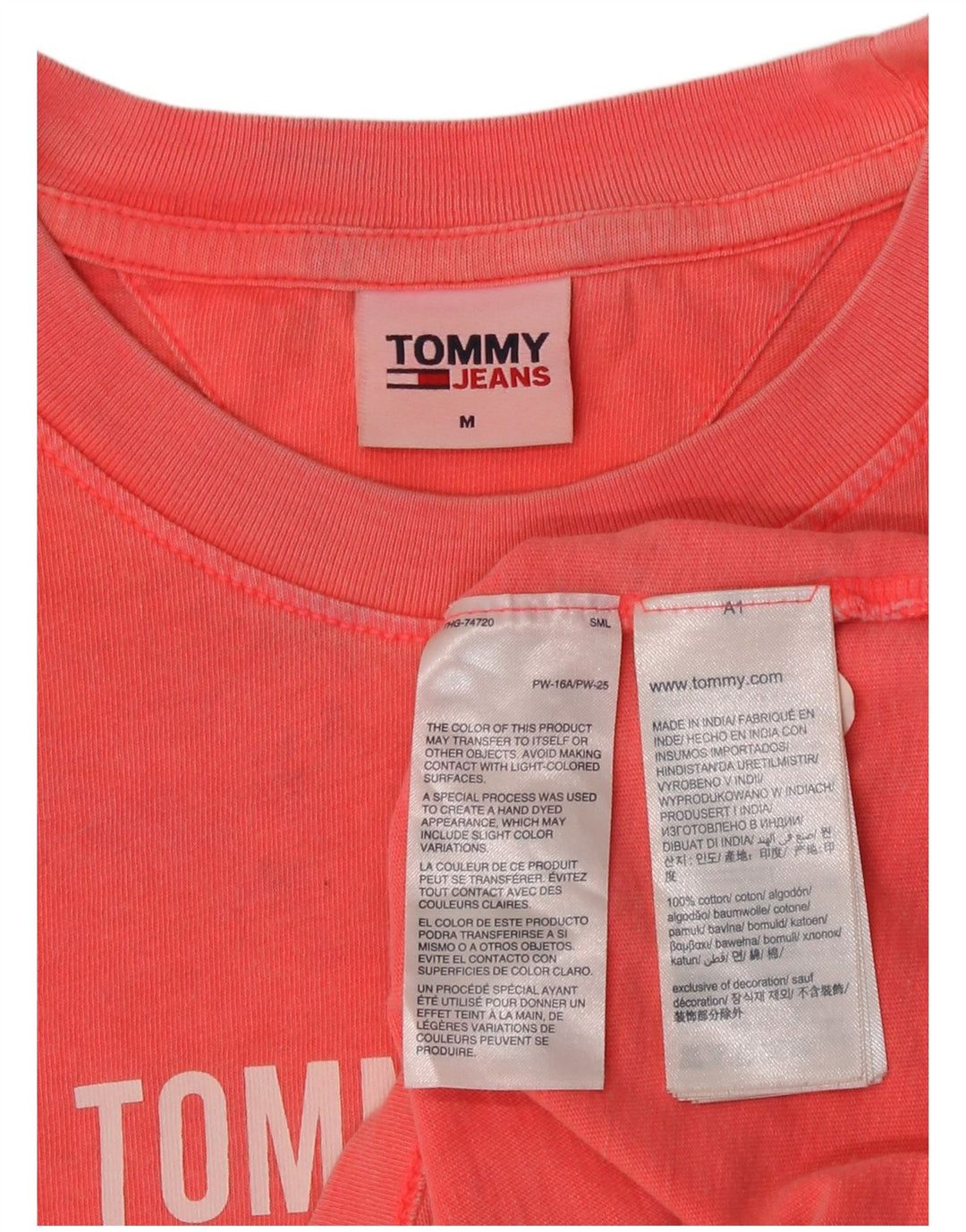 Tommy Hilfiger Dame Crop Grafisk T-Shirt Top Medium Pink Bomuld