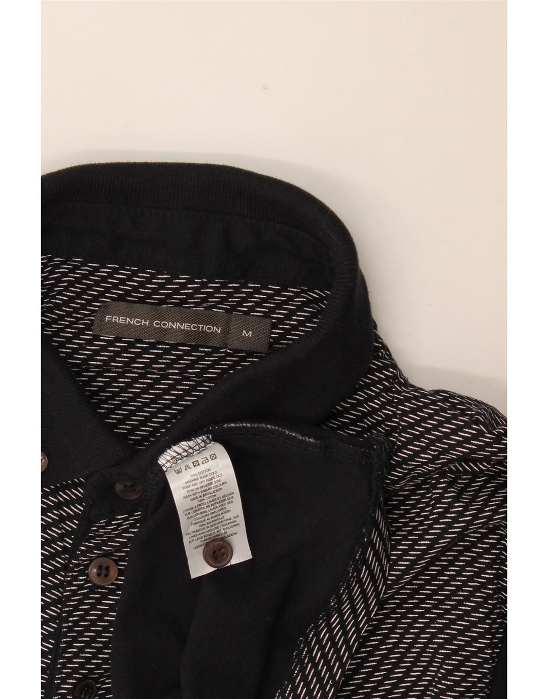 French Connection Herre poloshirt Medium Navyblå stribet bomuld