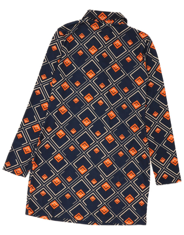 Zara Dame Pullover Shirt Dress UK 12 Medium Navy Blue Geometric