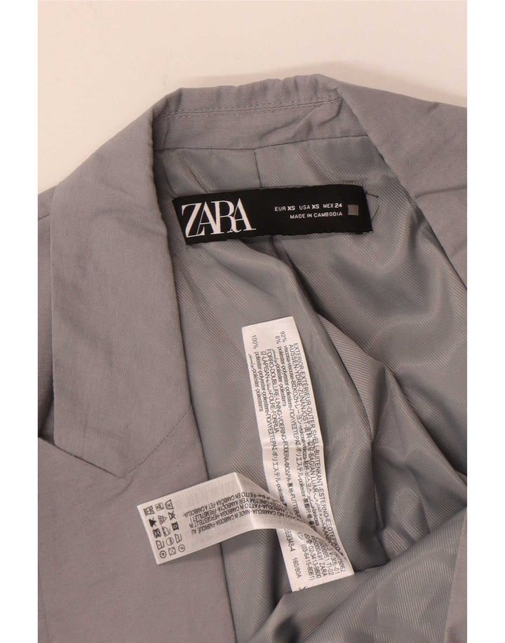 Zara Womens Open Blazer Jacket UK 6 XS Grå Viscose