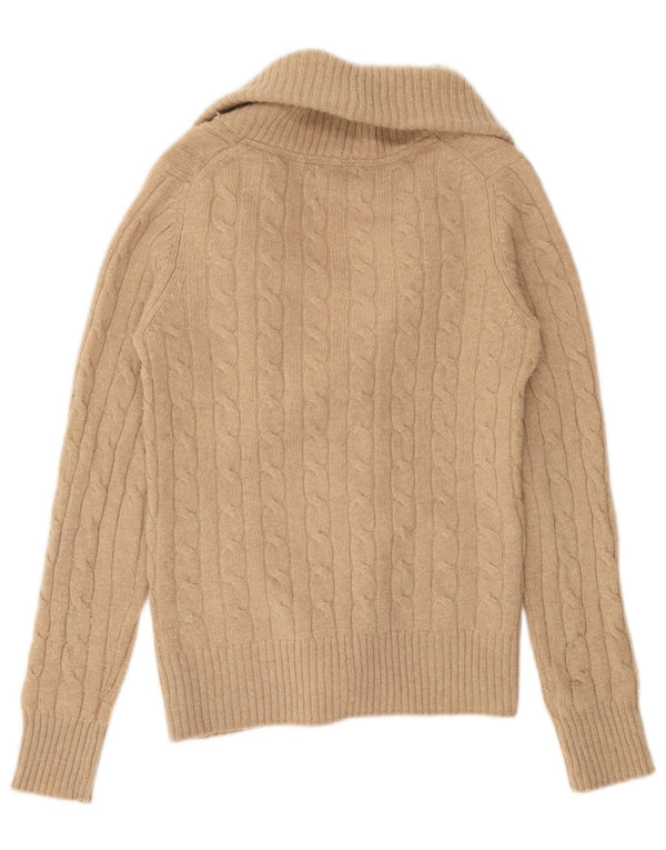 Massimo Dutti Dame Cardigan Sweater UK 12 Medium Brun Uld