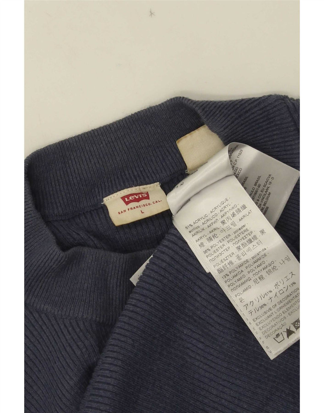 Levi's Dame Top Langærmet UK 14 Stor Marineblå Akryl