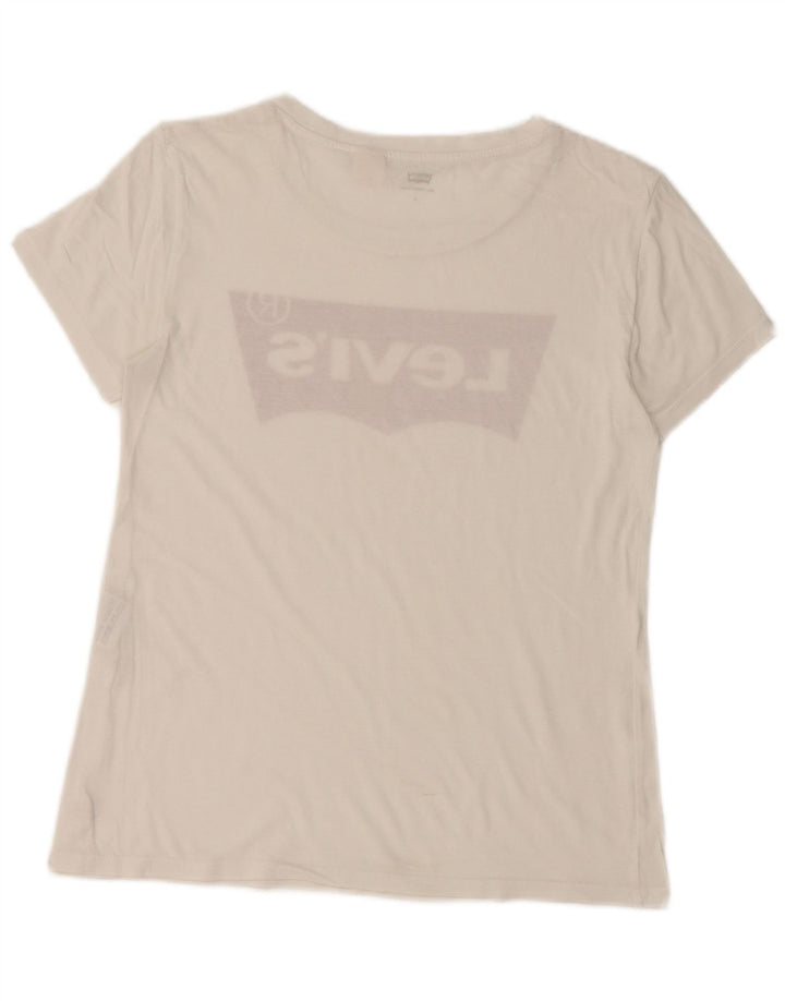 LEVI'S Dame Grafisk T-Shirt Top UK 10 Small White