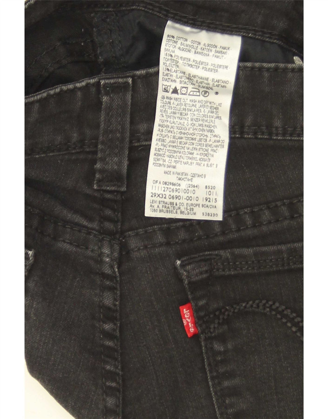 Levi's Slim Jeans med lav talje til kvinder W29 L32 sort bomuld
