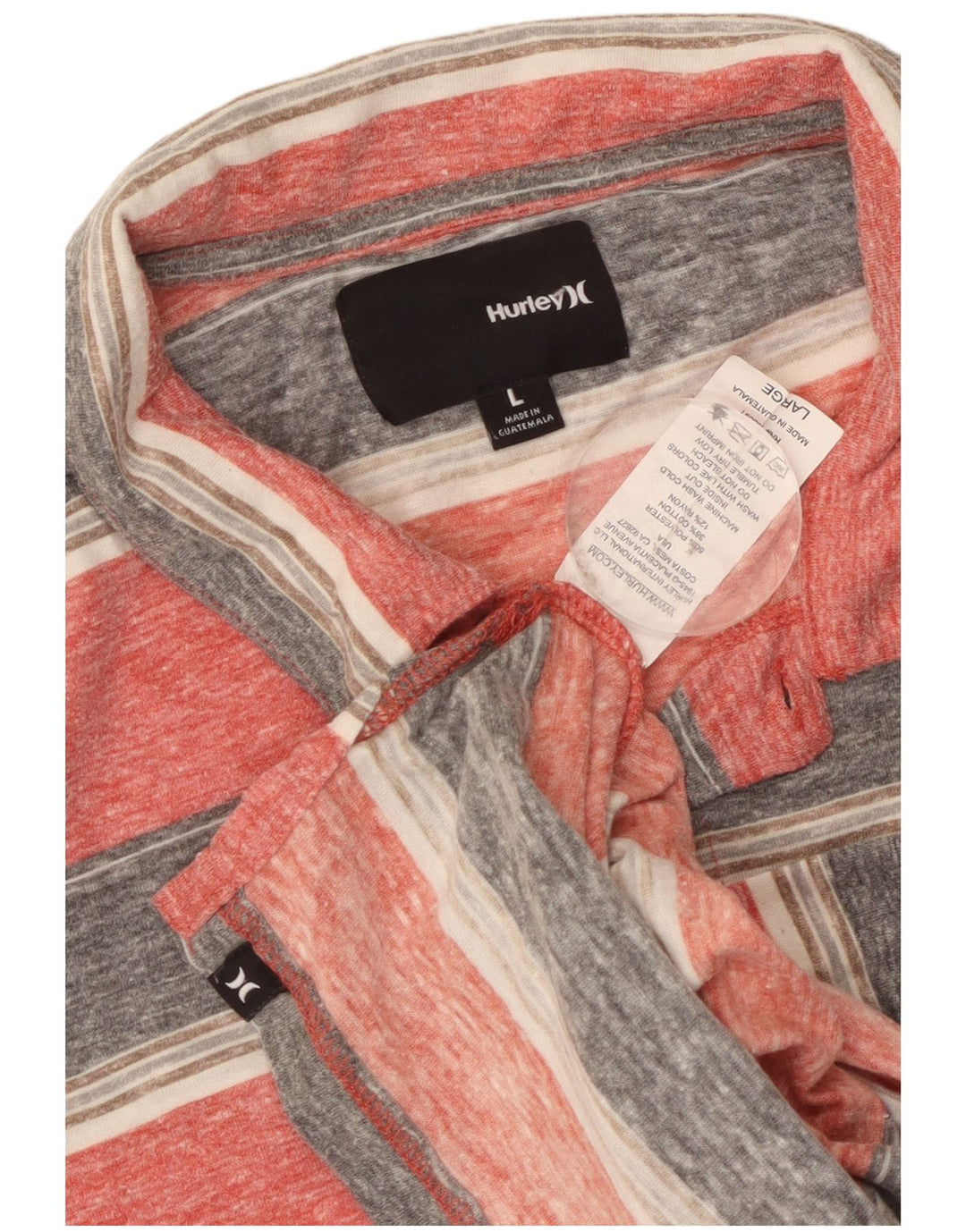 Hurley herre poloskjorte stor lyserød stribet polyester