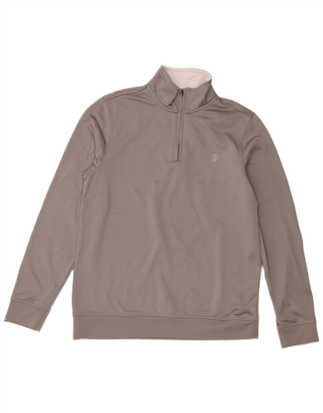 Izod Herre Zip Neck Sweatshirt Jumper lille grå polyester