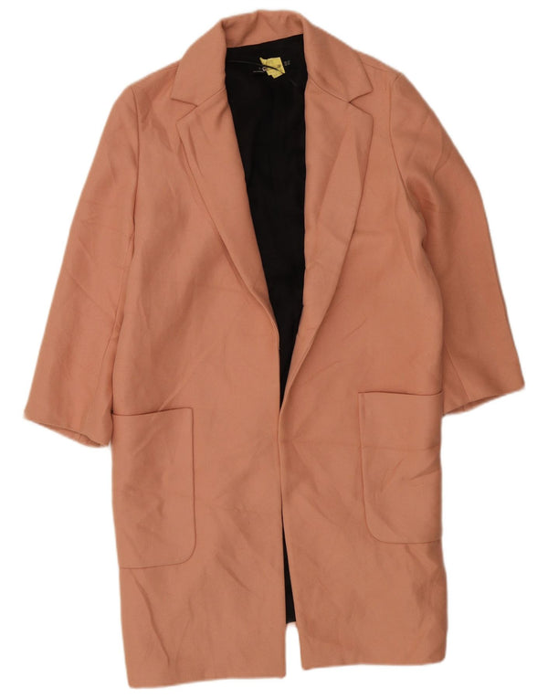 Zara Womens Oversized Longline Open Blazer Jacket UK 6 XS Pink Polyester