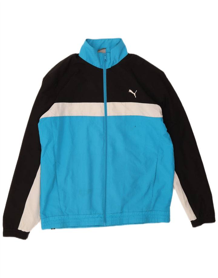 Puma Træningsdragt til mænd, topjakke, stor blå farveblok polyester