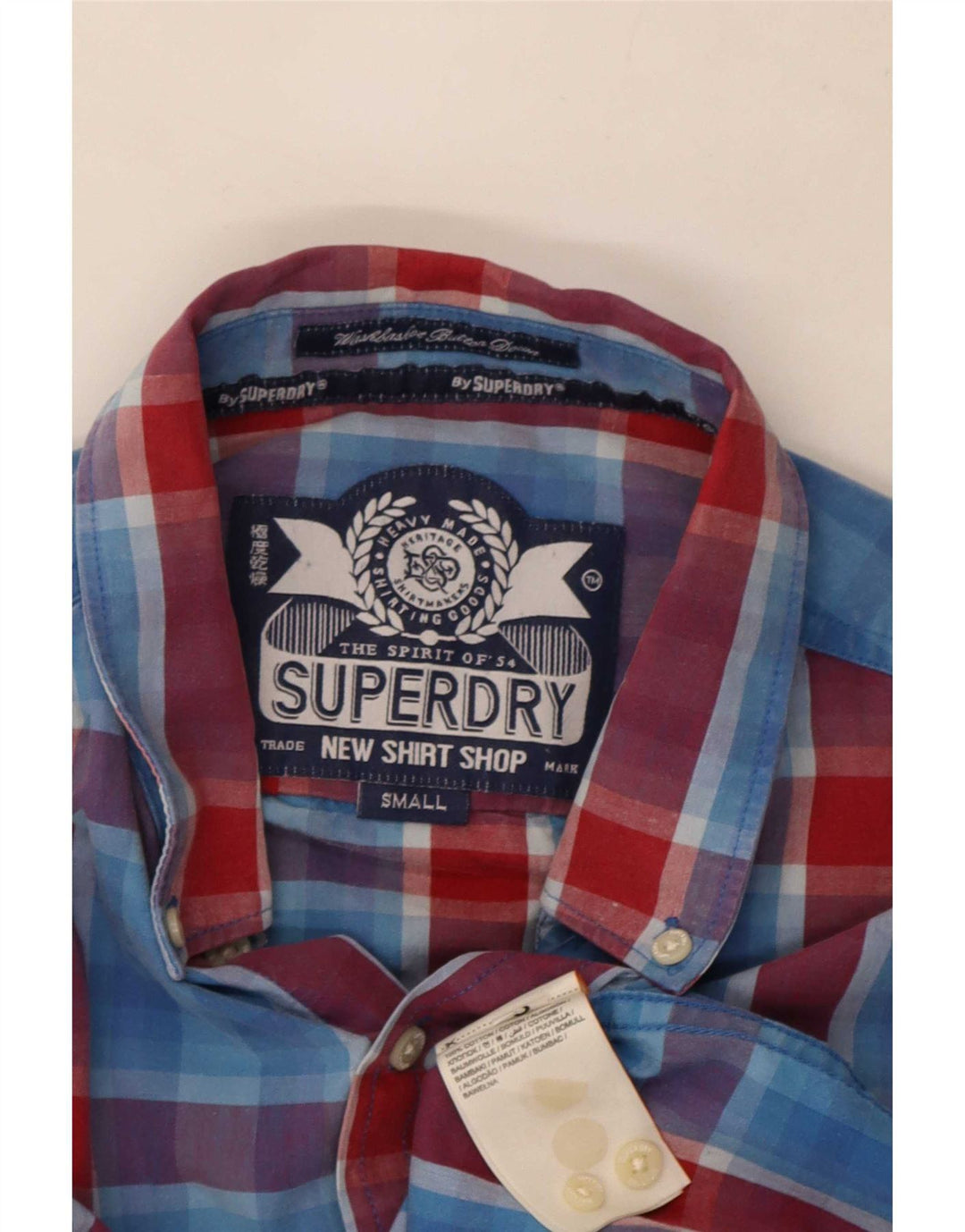 Superdry herreskjorte lille blå ternet bomuld