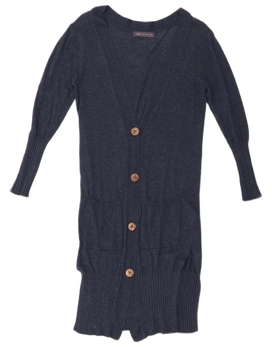 Marks & Spencer Dame Longline Cardigan Sweater UK 10 Small Navy Blue