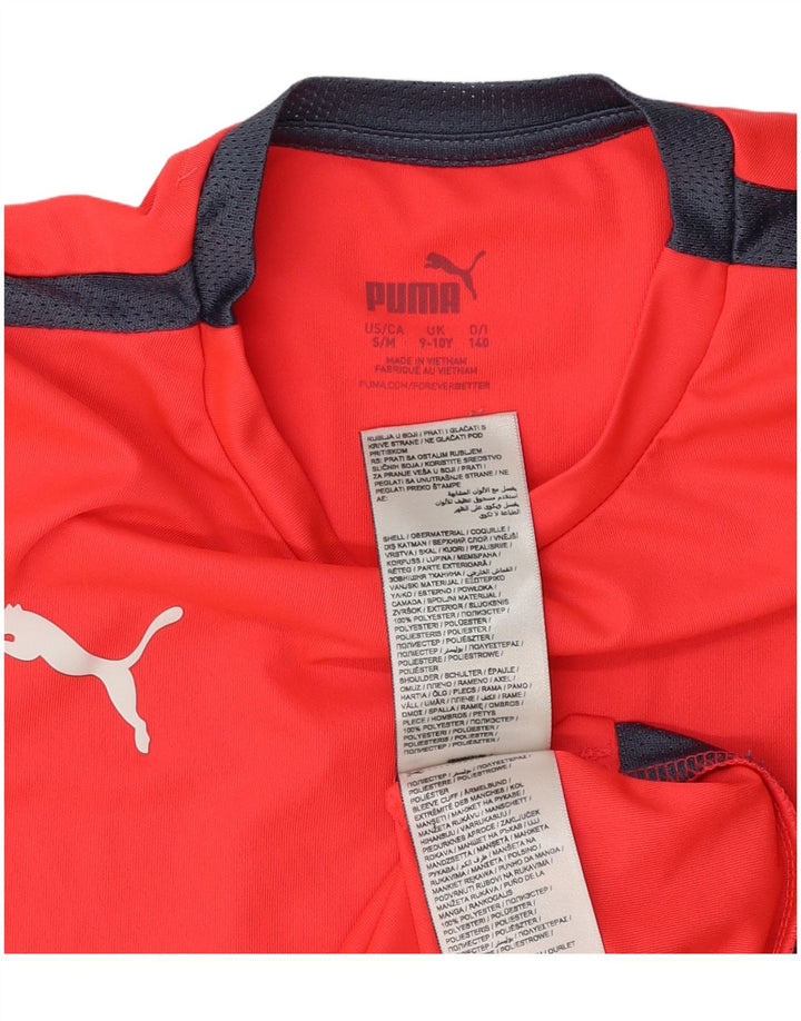 Puma Girls T-Shirt Top 9-10 år Orange Colourblock Polyester