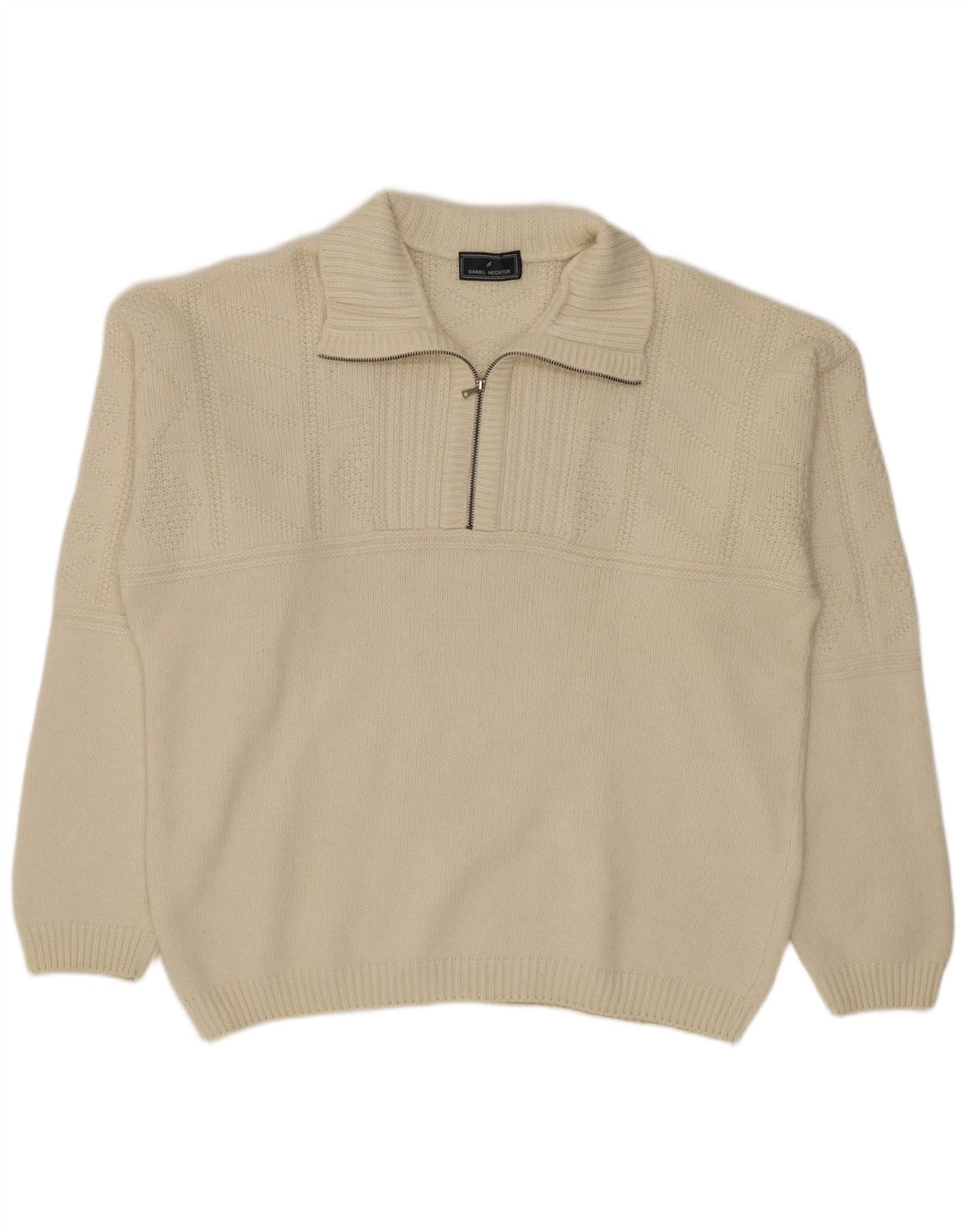 Daniel Hechter Herre Zip Neck Jumper Sweater XL Off White