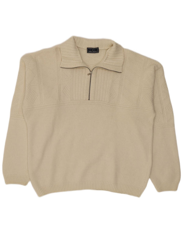 Daniel Hechter Herre Zip Neck Jumper Sweater XL Off White