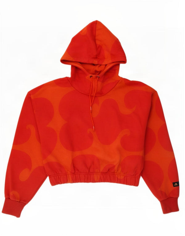 Adidas grafisk oversized hættetrøjetrøje til kvinder DK 12/14 Medium rød bomuld