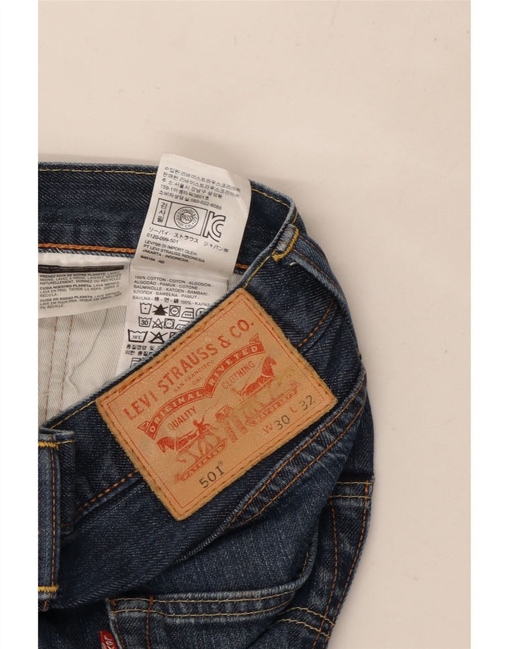 LEVI'S Herre 501 Straight Jeans W30 L32 Marineblå Bomuld