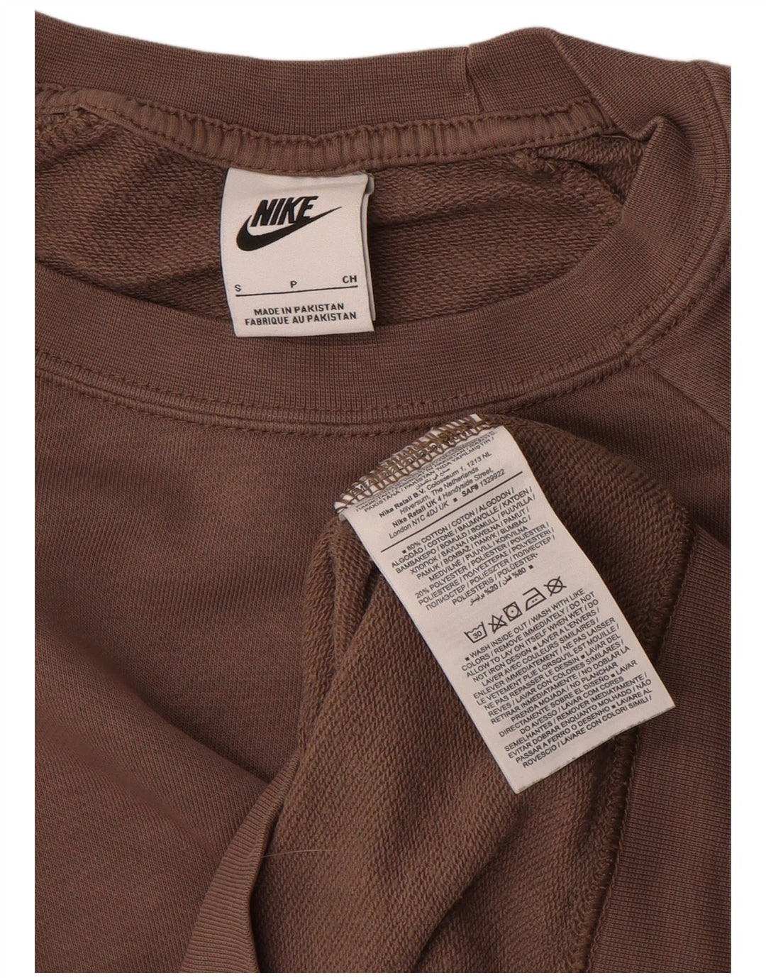 Nike Dame Oversized Sweatshirt Jumper UK 10 Lille brun bomuld