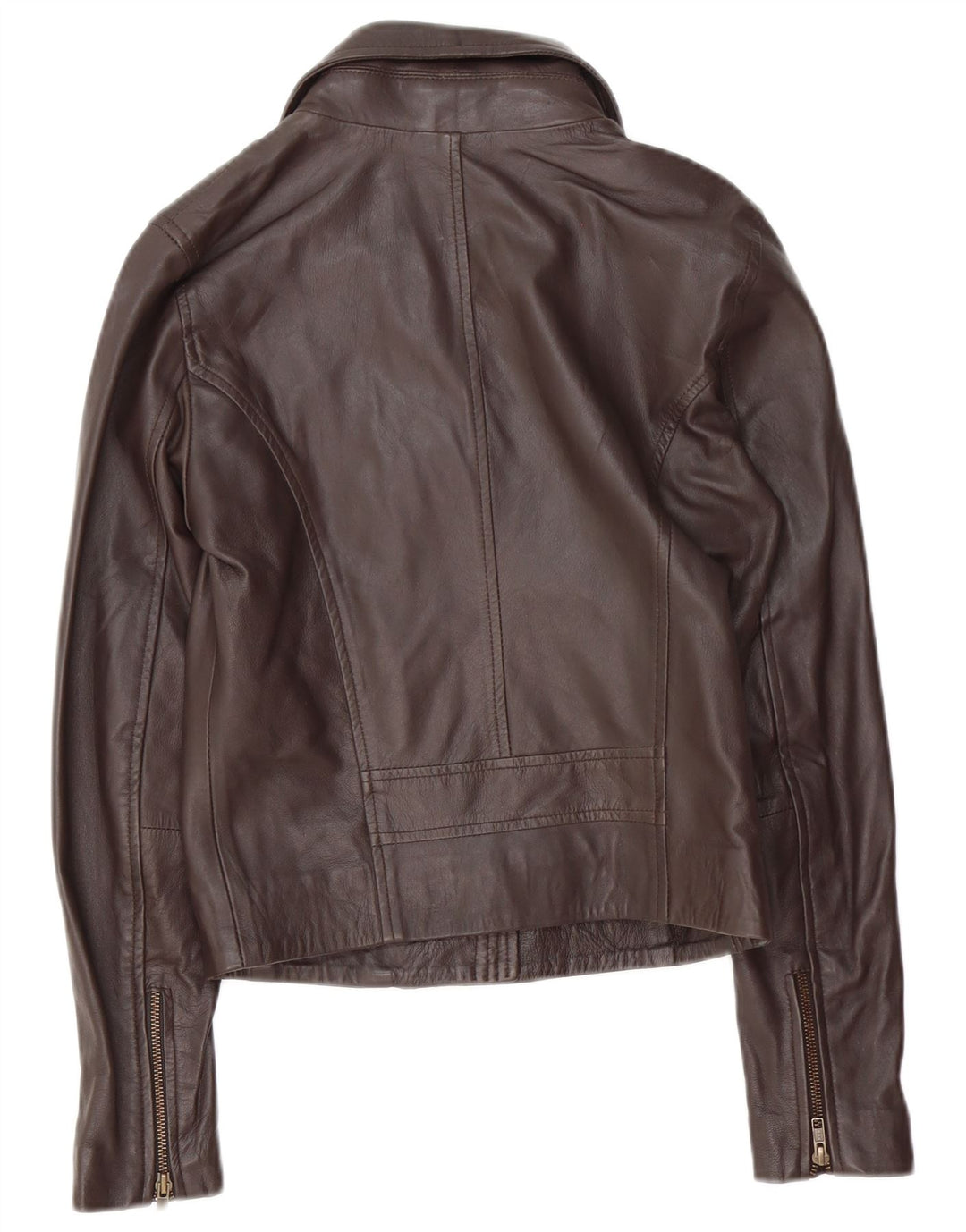 Vintage dame bikerjakke i læder UK 12 medium brunt læder