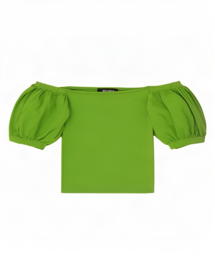 Zara Womens Crop Off Shoulder Top UK 12 Medium Green