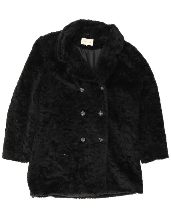 Sasha Dame Dobbeltradet Faux Fur Overfrakke UK 14 Stor Sort Akryl