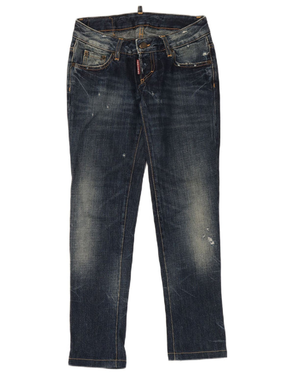 Dsquared2 Dame Distressed Slim Jeans IT 38 XS W28 L29 Blå Bomuld