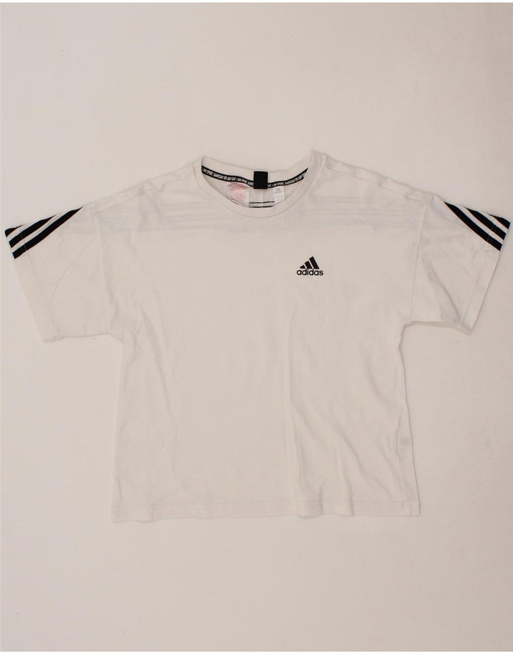 ADIDAS Girls T-Shirt Top 13-14 Years White Vintage Adidas and Second-Hand Adidas from Messina Hembry 