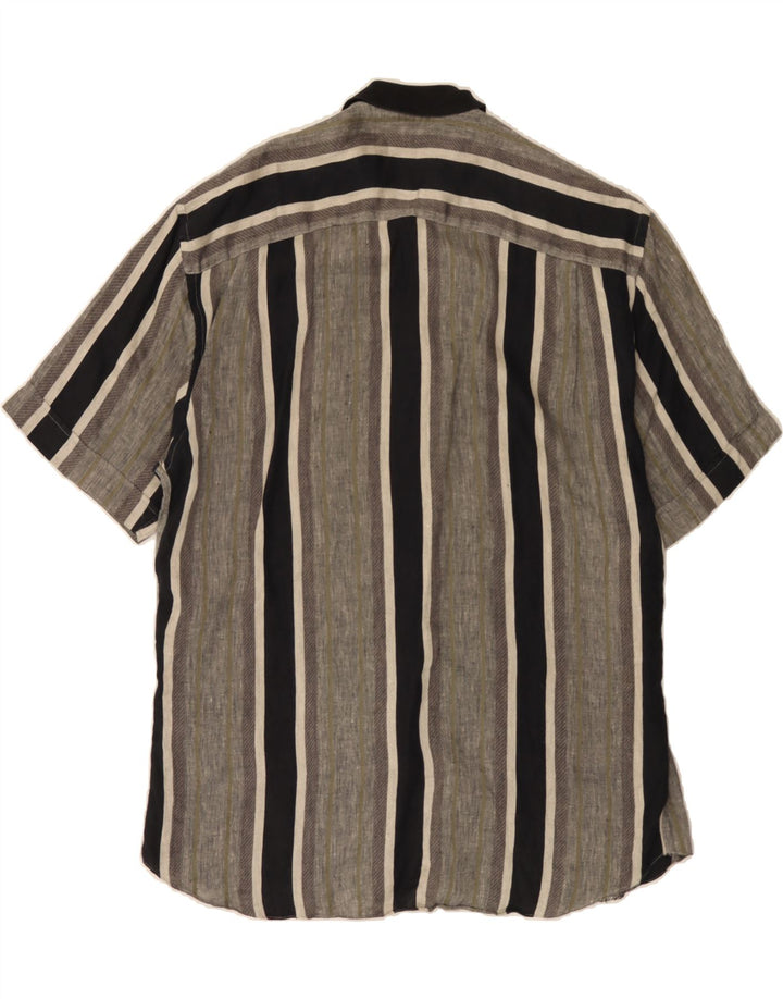 ALEA Mens Short Sleeve Shirt Medium Grey Striped Linen Vintage Alea and Second-Hand Alea from Messina Hembry 