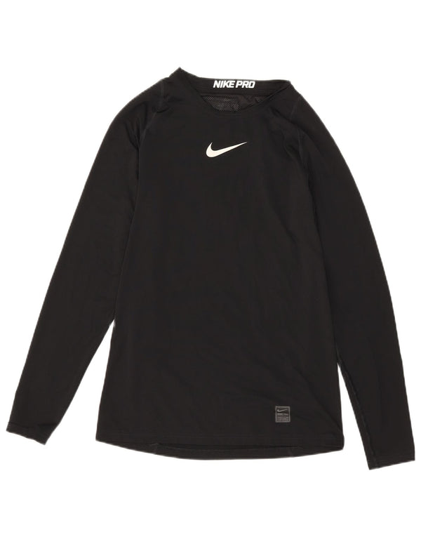 Nike Herre Dri Fit grafisk top langærmet lille sort polyester