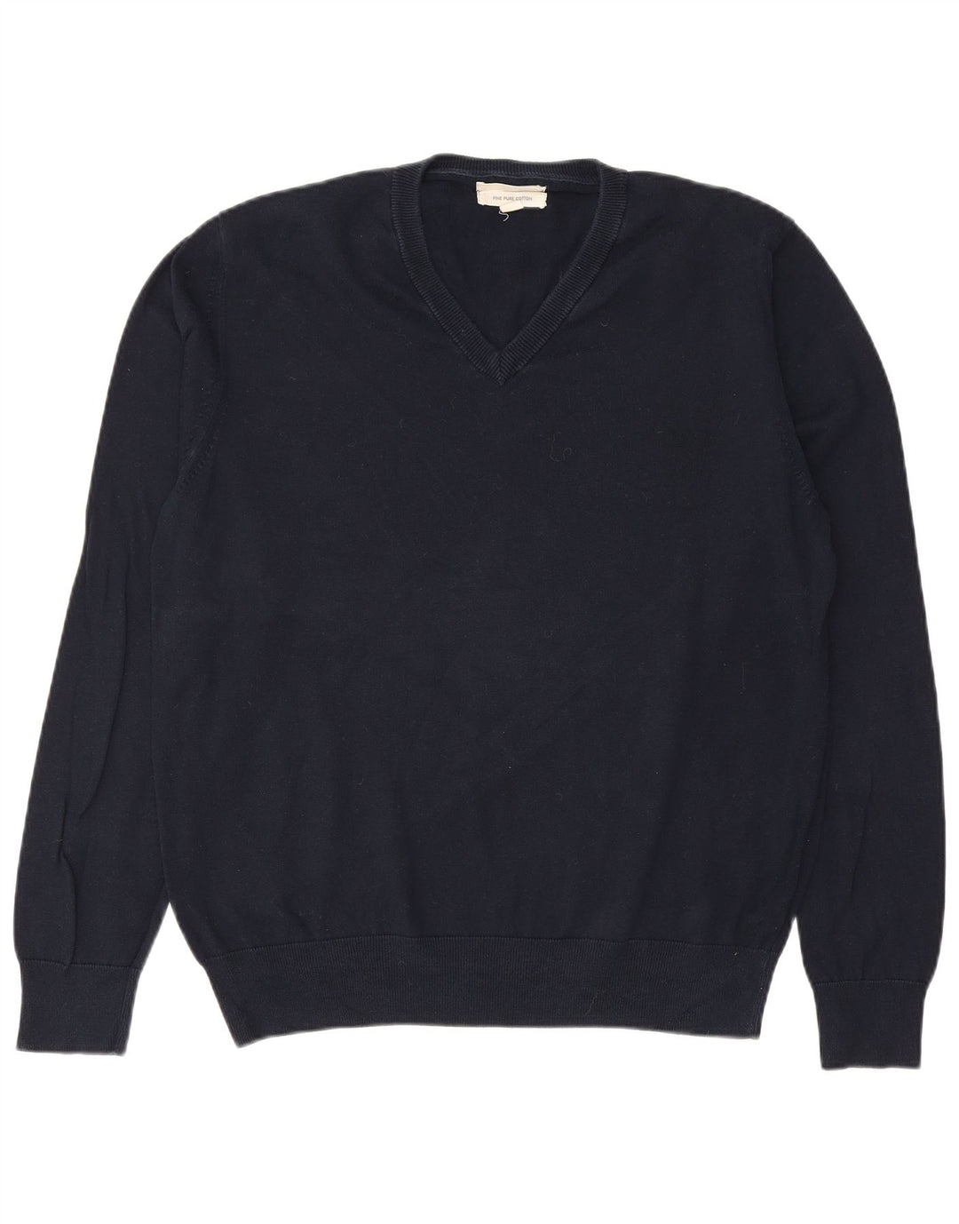 MARKS & SPENCER Mens V-Neck Jumper Sweater Large Navy Blue Cotton