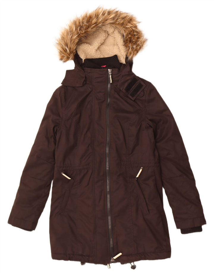 Superdry Womens The windparka Hooded Parka Jacket UK 14 Medium Black