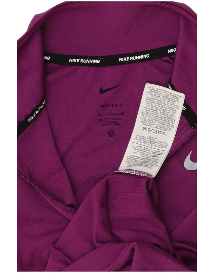 Nike Dame Dri Fit Pullover med lynlås-hals Træningsdragt Top UK 10 Lille Lilla