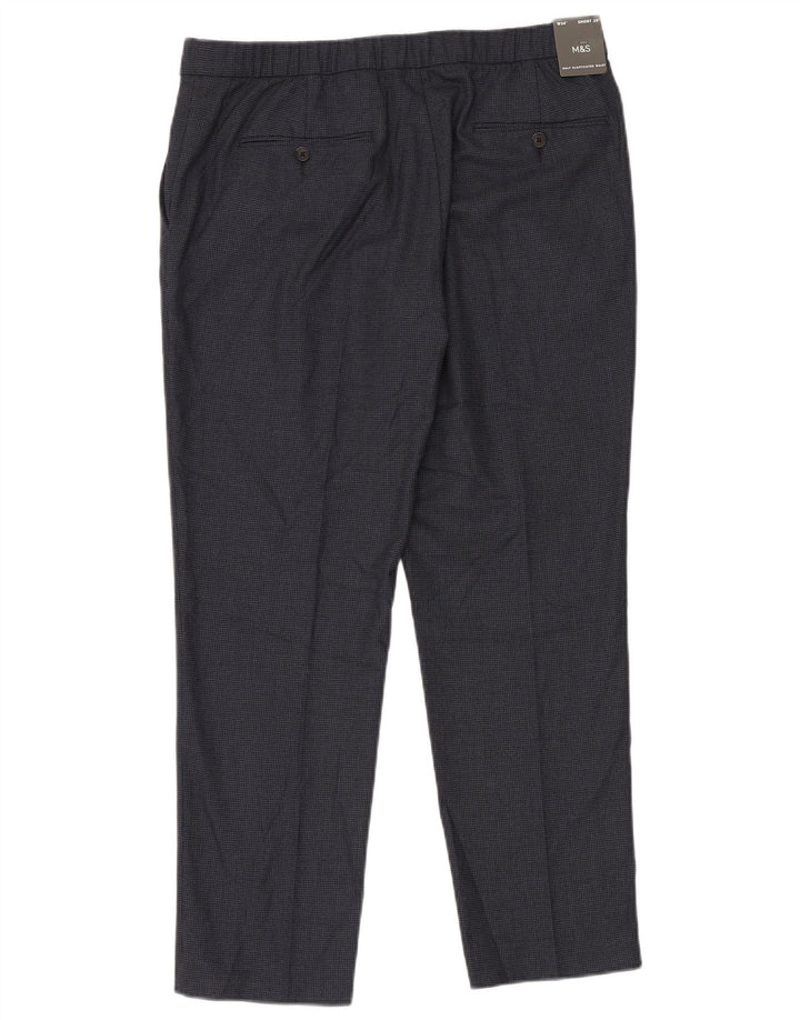 Marks & Spencer Herre tilspidsede jakkesætsbukser W36 L29 Marineblå polyester