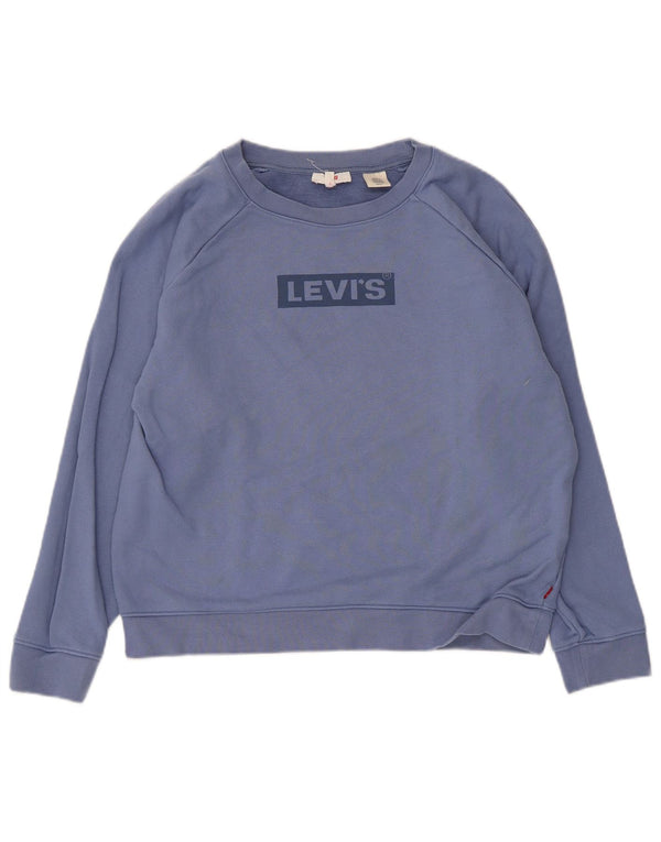 Levi's Dame Grafisk Oversized Sweatshirt Jumper UK 10 Lille Blå Bomuld