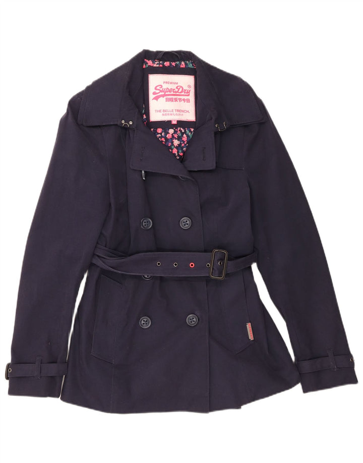 Superdry Trench Coat til kvinder UK 14 Mellem marineblå bomuld