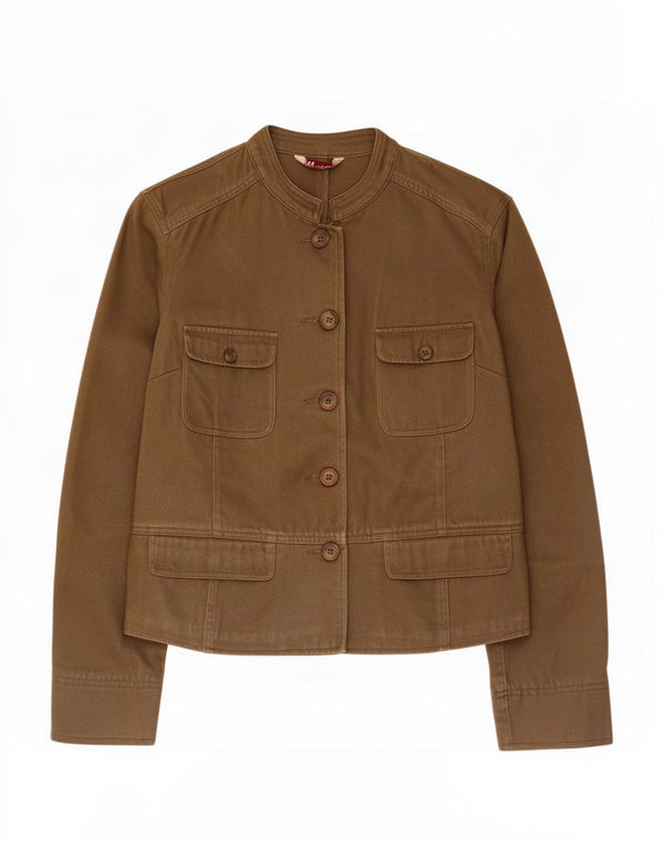 Monsoon Womens Utility Jacket UK 12 Medium Khaki Cotton