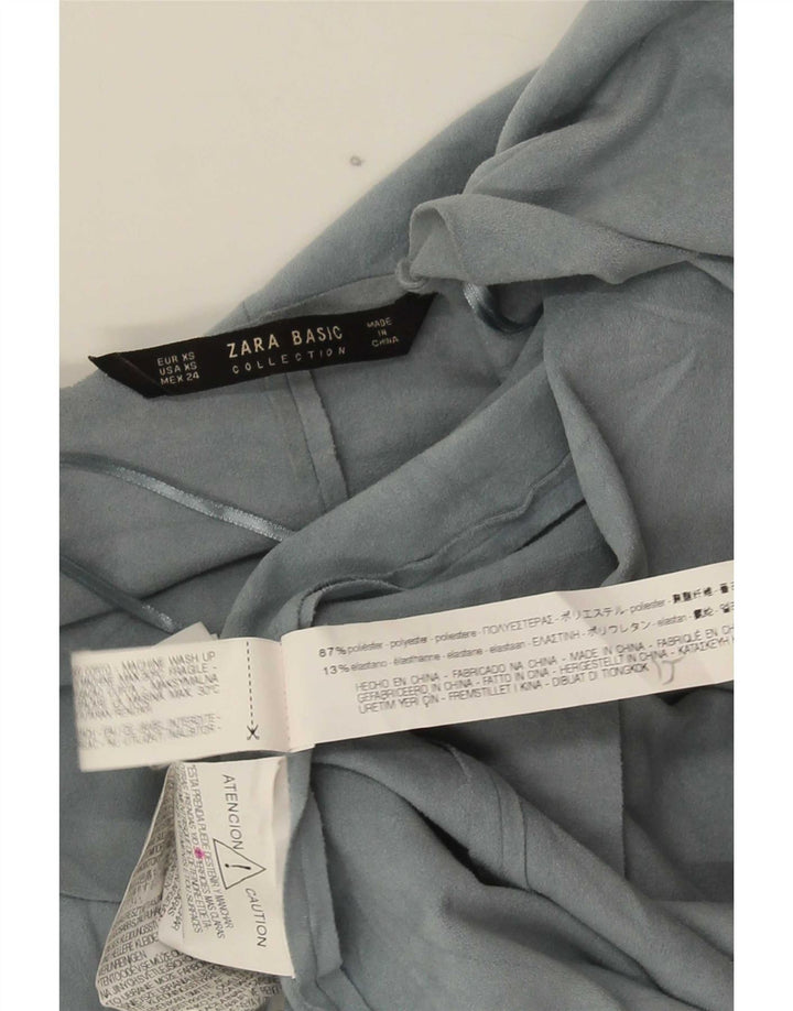 Zara Dame Asymmetrisk Cardigan Top UK 6 XS Blå Polyester