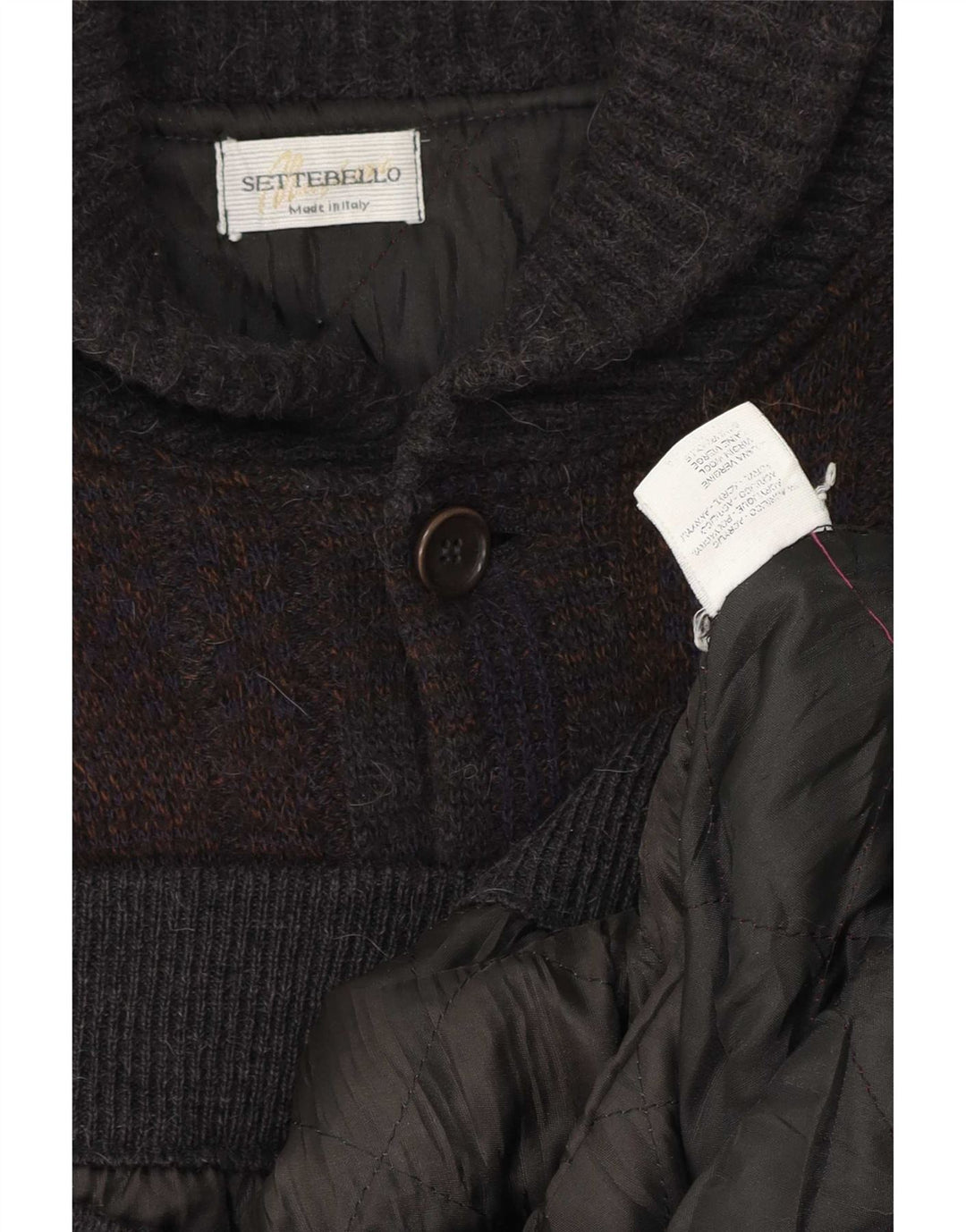 Settebello Herre Cardigan Sweater Stor Grå Ternet Akryl
