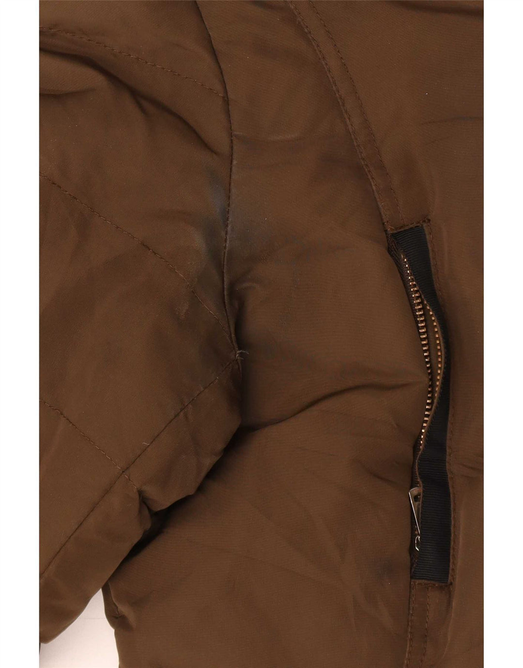 Zara Dame Hætte Vatteret Jakke UK 14 Large Khaki