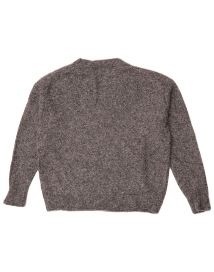 Zara Dame Oversized V-hals sweater UK 10 Small Grey Flecked