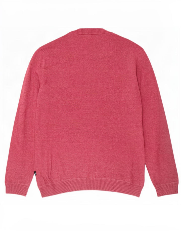Fedt ansigt herre rund hals sweater stor pink bomuld