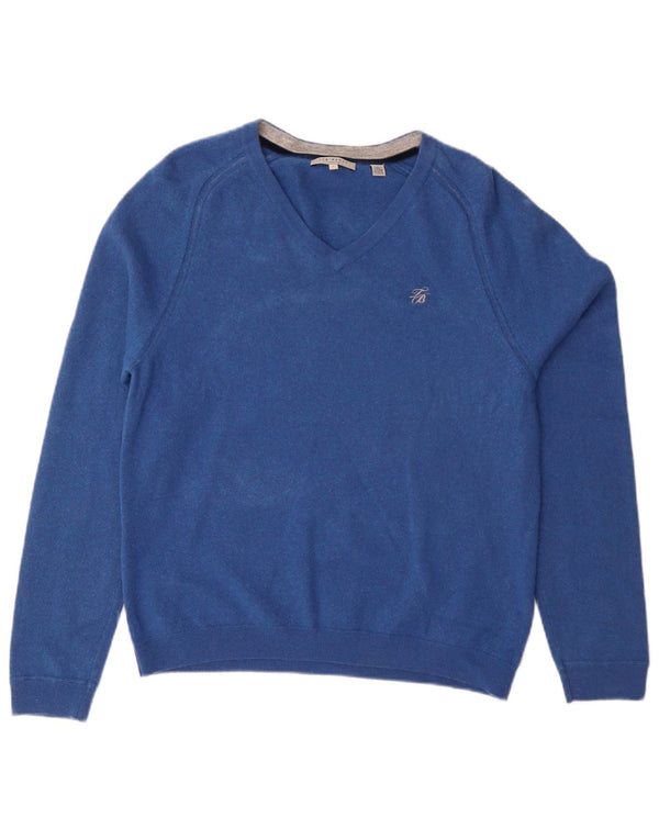 Ted Baker Dame V-hals sweater Størrelse 5 XL Blå Uld