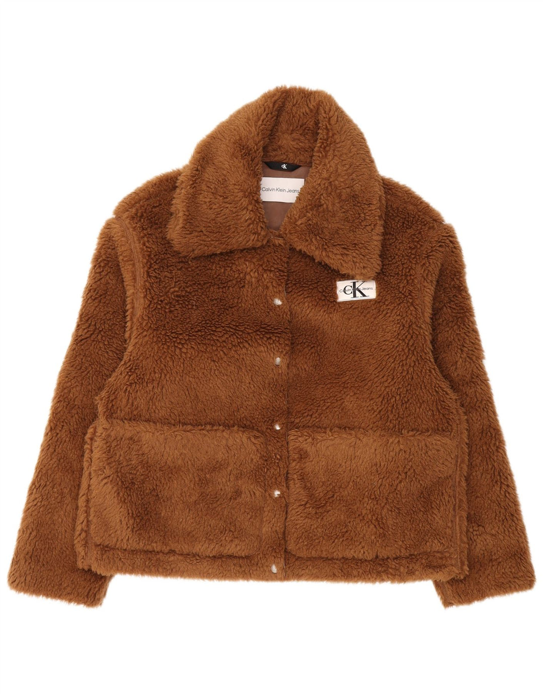 Calvin Klein Jeans Dame Teddy Bear Fleecejakke UK 10 Lille Brun