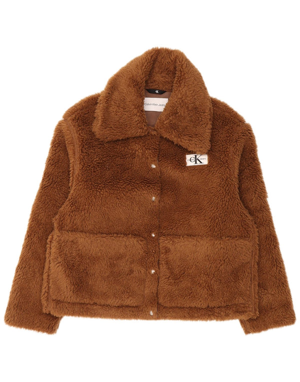 Calvin Klein Jeans Dame Teddy Bear Fleecejakke UK 10 Lille Brun