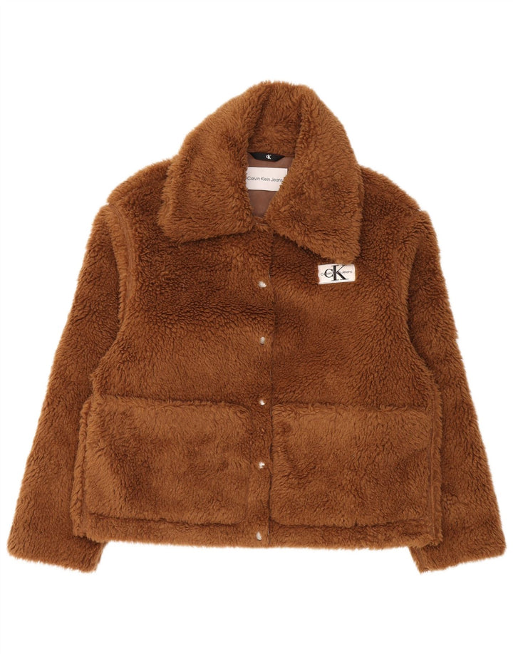 Calvin Klein Jeans Dame Teddy Bear Fleecejakke UK 10 Lille Brun