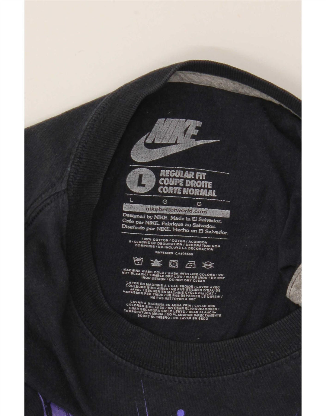 Nike Herre Regular Fit Grafisk T-Shirt Top Stor Sort Bomuld