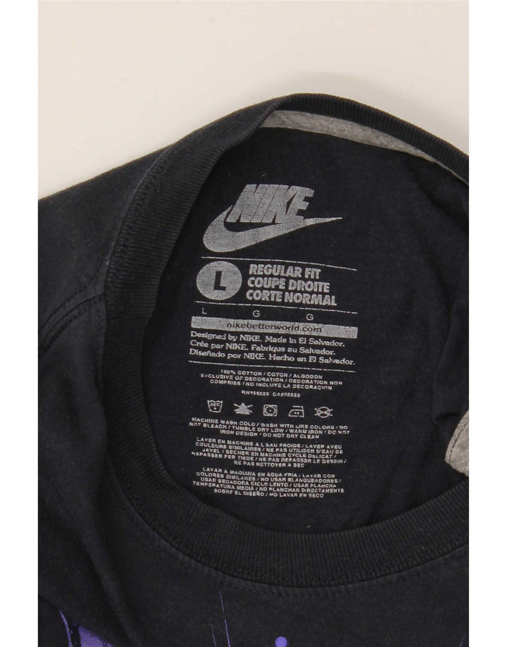 Nike Herre Regular Fit Grafisk T-Shirt Top Stor Sort Bomuld