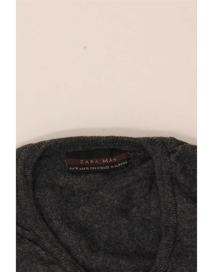 Zara Herre V-hals sweater XL Grå