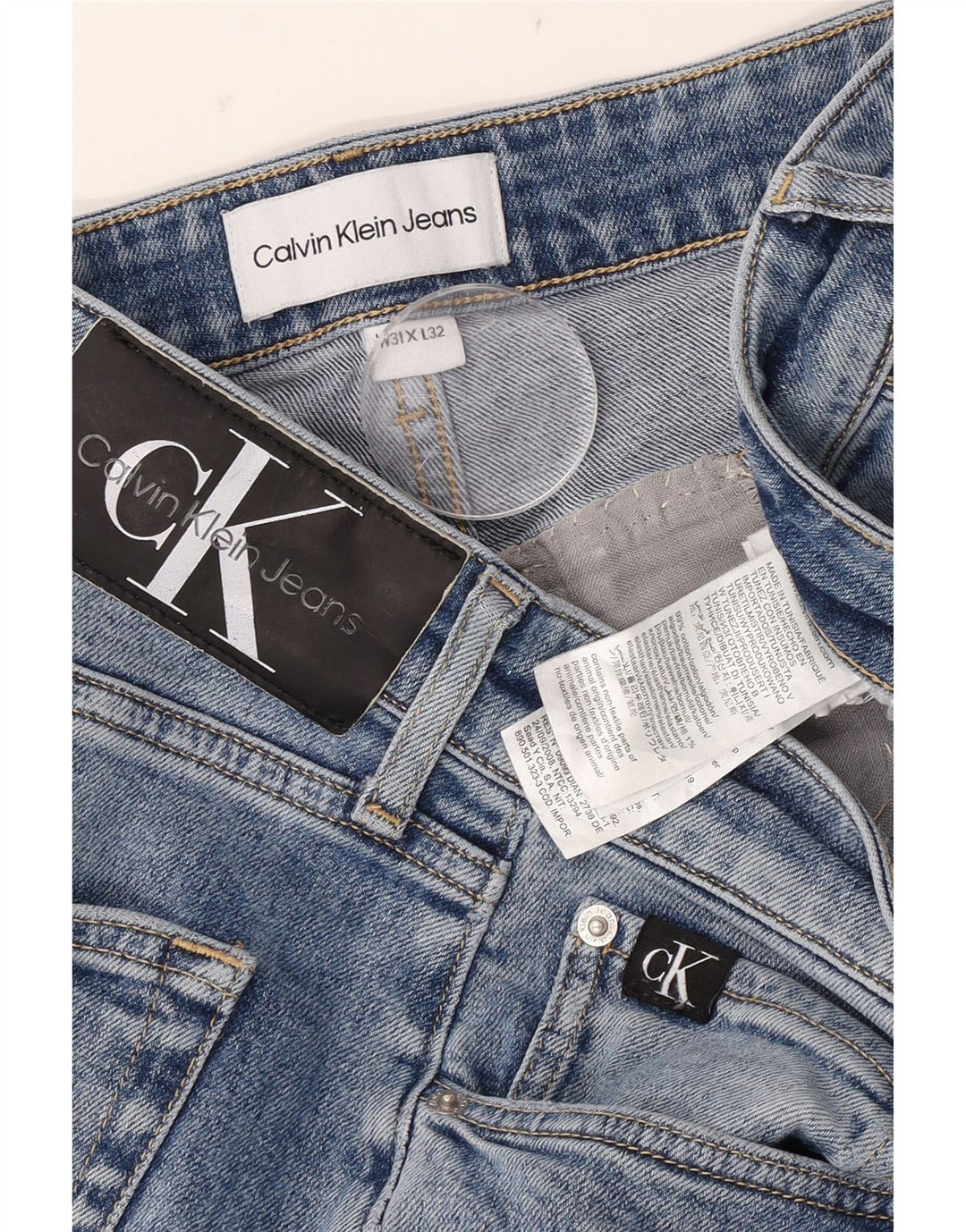 Calvin Klein Herre Slim Jeans W31 L32 Blå Bomuld