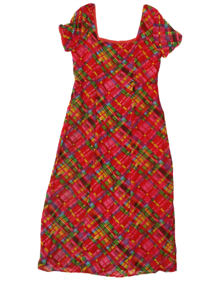 Vintage Dame A-Line Kjole UK 12 Medium Red Check